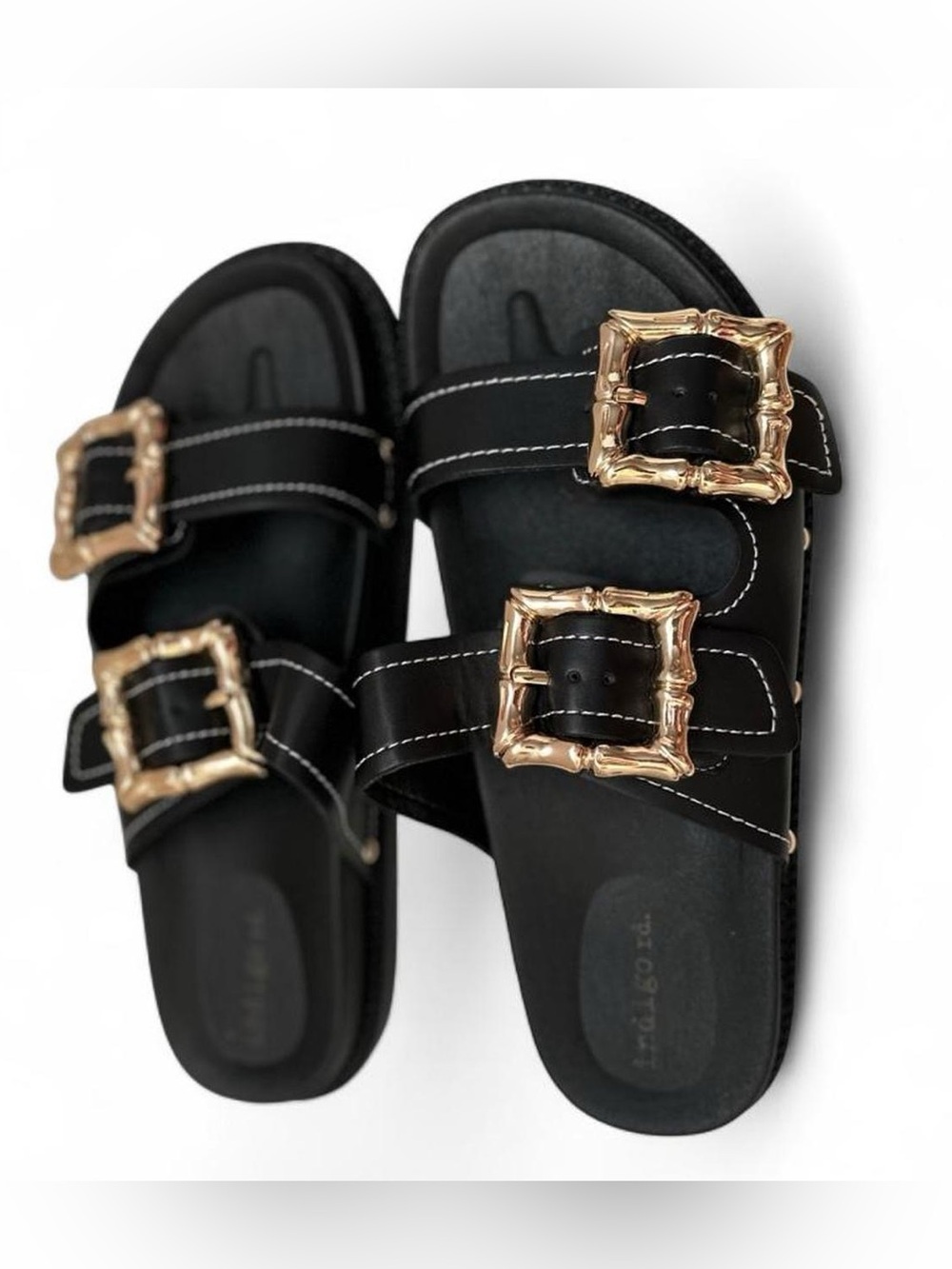 Indigo Rd Black Buckled Sandals